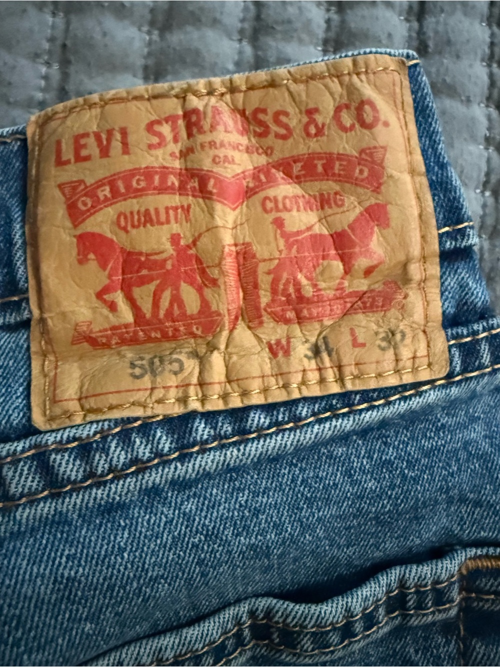 Levi's Blue Straight Men Jeans with Tan Leather Patch